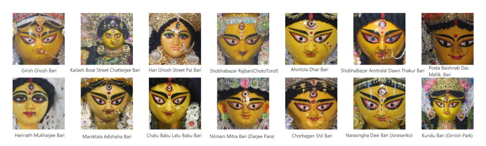Durga idol close-up inspired by North Kolkata heritage architecture